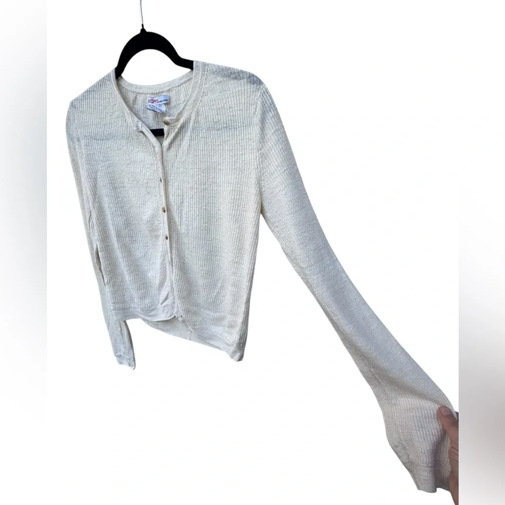Michael Kors Lightweight Cream Cropped Cardigan size Small - Picture 6 of 8